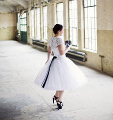 Cheap Vintage Style Tea Length Wedding Dress for Older Brides,20111762-Dolly Gown