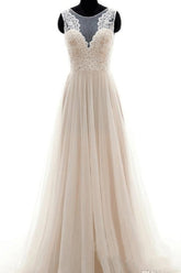 Vintage Wedding Dress A-Line Wedding Dess Flowy Wedding Dress Boho Tulle Wedding Dress WS067