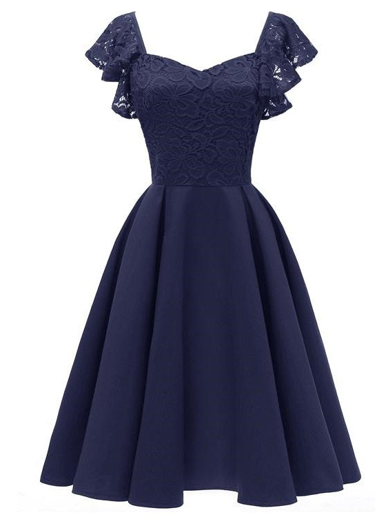 Vintage Short Blue Prom Dress for Teens with Ruffle Straps,Party Dress for Prom,1626N