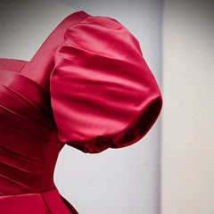 Vintage inspired Red Short Bridesmaid Dress with Sleeves - DollyGown