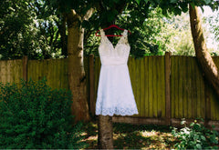 V neck Lace Appliques Short Vintage Country Style Wedding Dress,20110632