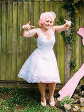 V neck Lace Appliques Short Vintage Country Style Wedding Dress,20110632