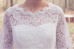 Short Wedding Dress Vintage Wedding Dress with Sleeves Lace Wedding Dress, Short Wedding Dress 1950s Wedding Dress,WD015