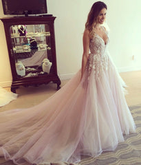 Tulle Princess Wedding Dress Open Back Romantic Wedding Dress Long Train Wedding Dress WS026