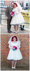 1950s Style Lace Short Vintage Wedding Dresses Plus Size with Sleeves WS041 - DollyGown