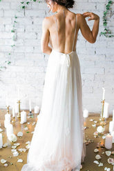 Boho Wedding Dress,Backless Wedding Dress,Flowy Wedding Dress,WS075-Dolly Gown