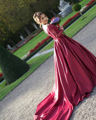 Red Off the Shoulder Wedding Dress With Sleeves Ball Gown Long Sleeve Wedding Dress MA166-Dolly Gown