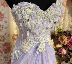 Lilac Strapless Prom Evening Party Dress Long Formal Gown FG7344