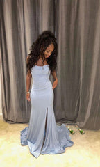Light Blue Mermaid Long Prom Dress for Elegant Evening Parties