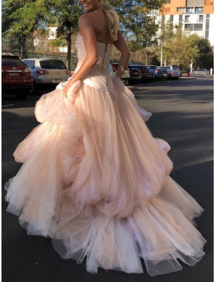 Stunning Light Pink Tulle Long Prom Dress for Women Formal