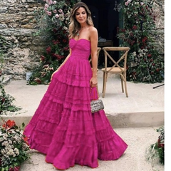 Fashionable Long Red Evening Prom Dress