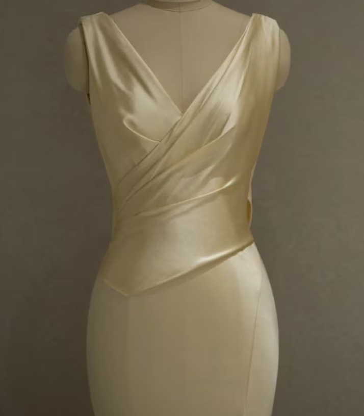 Pastel Yellow Satin Backless Mermaid Floor-Length Prom Dress