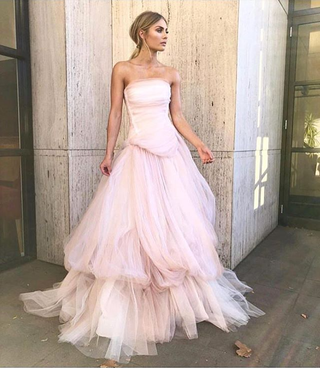 Stunning Light Pink Tulle Long Prom Dress for Women Formal
