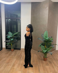 Elegant Black Mermaid Long Prom Dress Fashion Evening Gown 