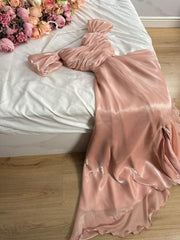 Silk Satin Strapless Pink A-Line Mid-Length Prom Dress