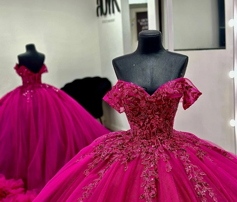 Princess Quinceanera Tiered Ruffle Tulle Ball Gown with Appliqué