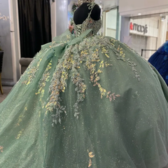 Shimmering Light Green Quinceanera Ball Gown with Corset Style