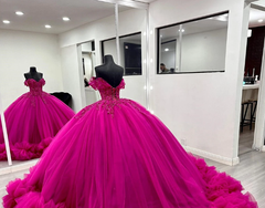 Princess Quinceanera Tiered Ruffle Tulle Ball Gown with Appliqué