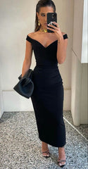 Off-Shoulder Satin Prom Dress Floor-Length Formal Evening Gown