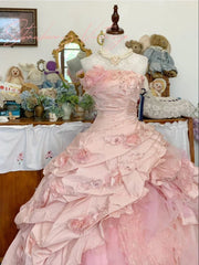 Pink A Line Princess Quinceanera Dress Ball Gown For Women