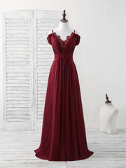 Elegant Blue Lace Chiffon Long Prom Dress: Perfect Bridesmaid Gown for Special Occasions