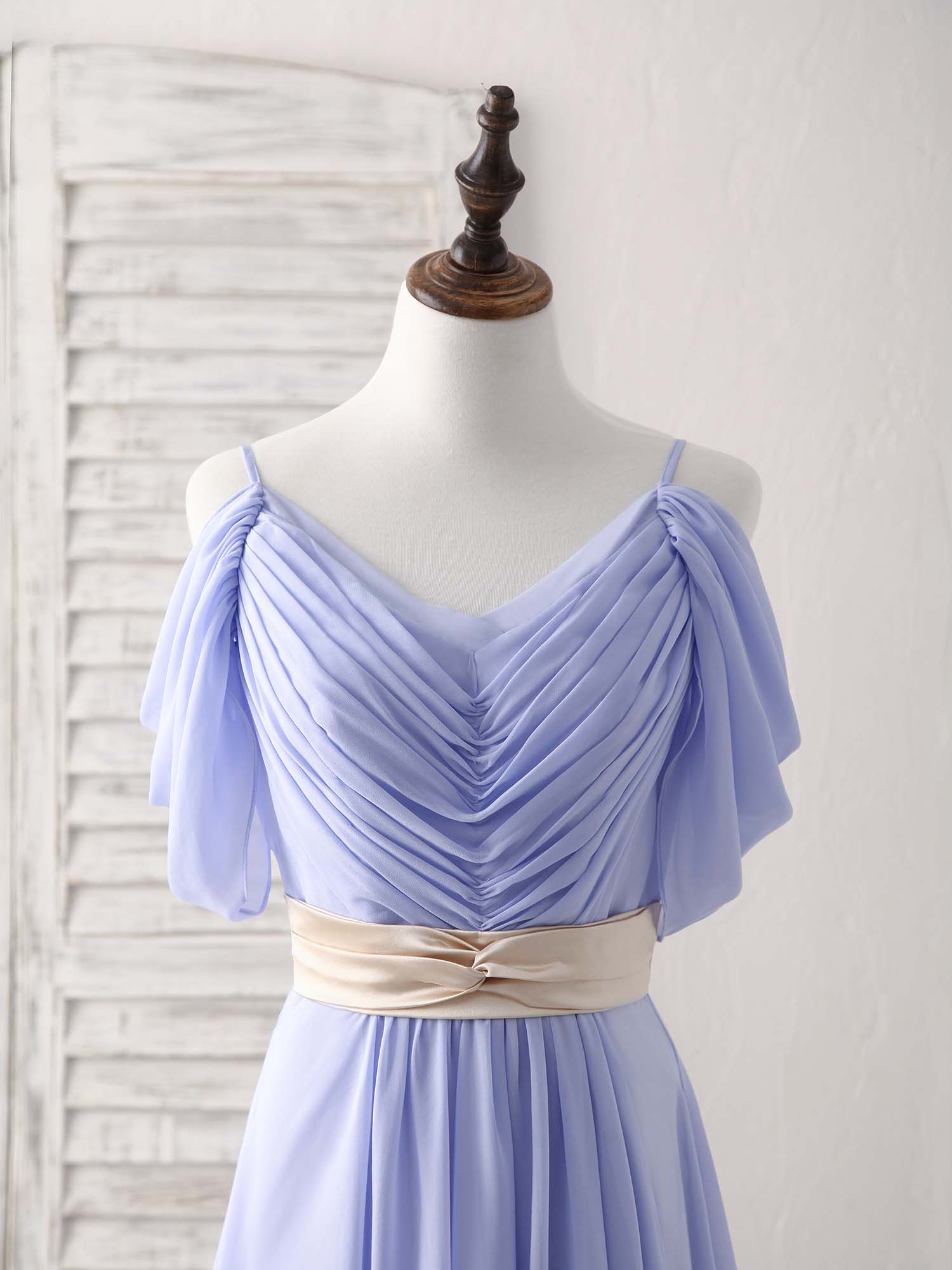 Elegant V-Neck Off-Shoulder Chiffon Long Prom Dress Evening Gown