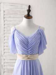 Elegant V-Neck Off-Shoulder Chiffon Long Prom Dress Evening Gown