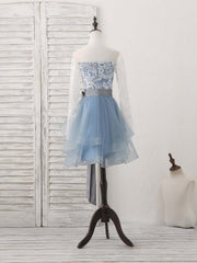 Elegant Gray Tulle Lace Short Prom Dress for Bridesmaids and Special Occasions