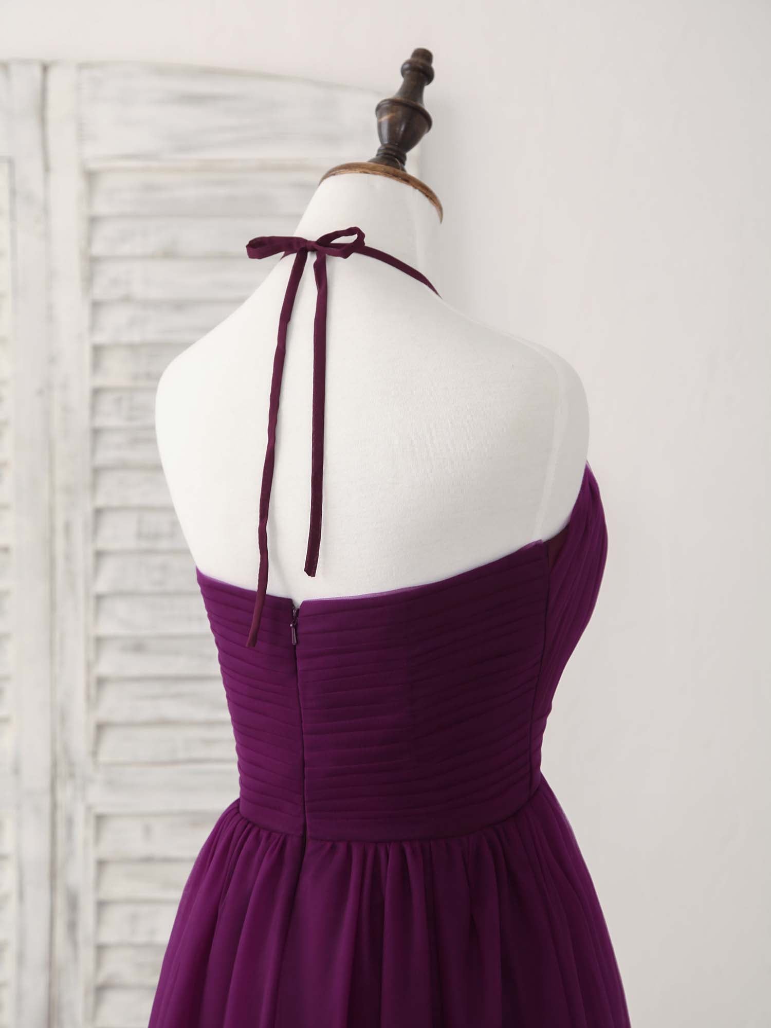 Elegant A-Line Tulle Purple Long Prom Dress for Bridesmaids and Special Occasions