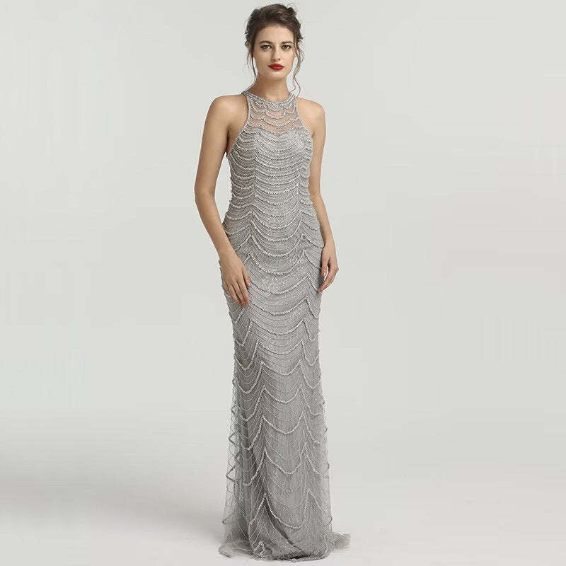 Sleeveless Black Sequin Mermaid Prom Dress for Women Formal Events