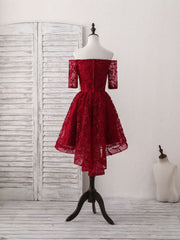 Elegant Burgundy Lace Short Prom Dress: Perfect Homecoming and Party Attire