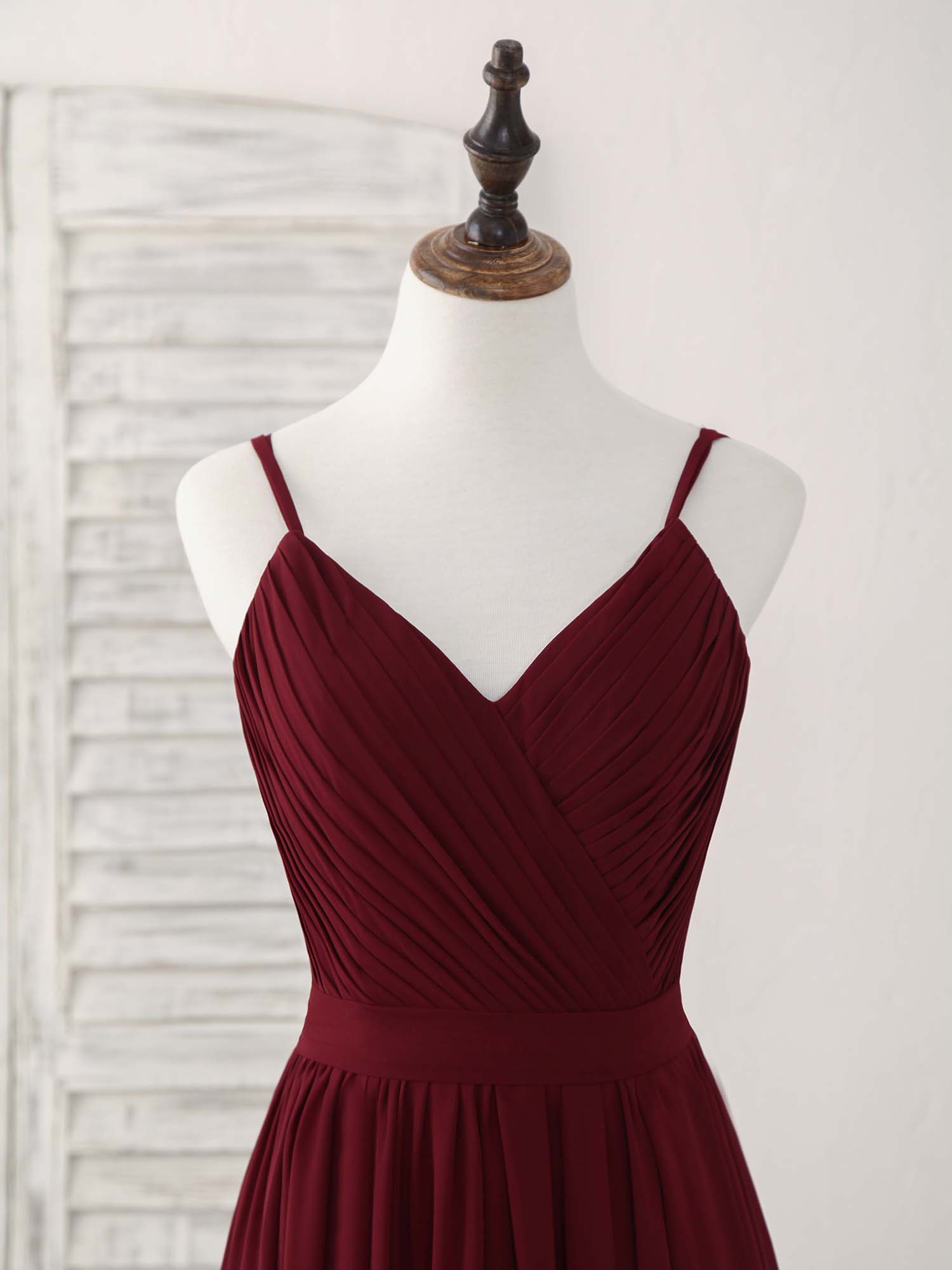 Elegant Burgundy Chiffon A-Line Long Prom Dress for Bridesmaids
