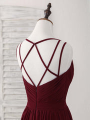 Elegant Burgundy Chiffon A-Line Long Prom Dress for Bridesmaids