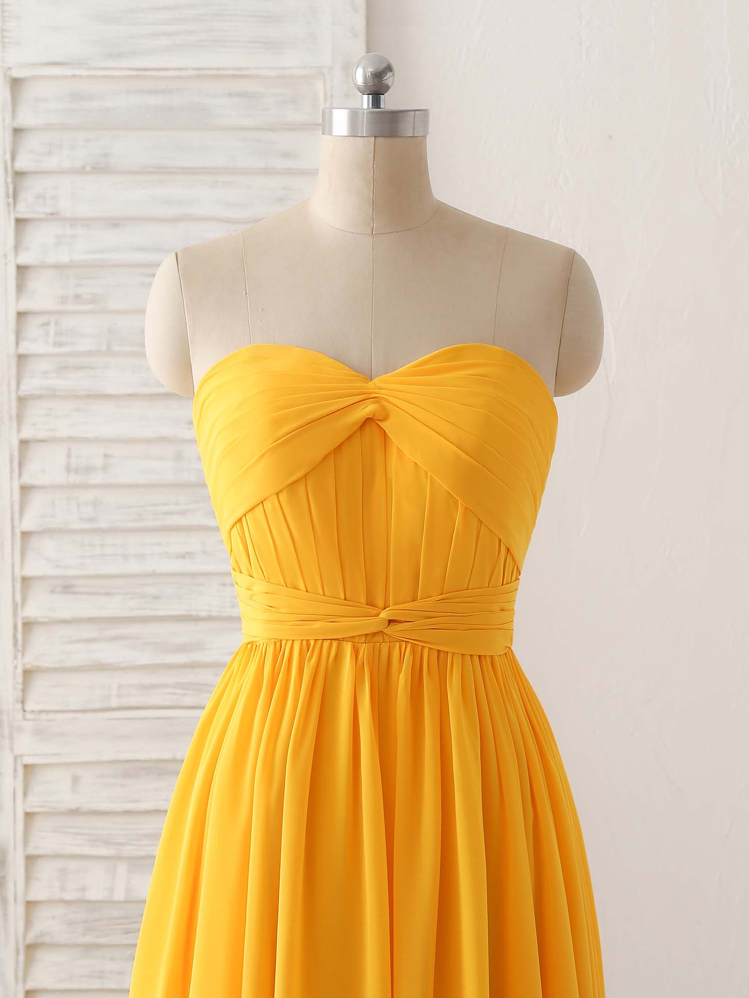 Elegant Chiffon Yellow Long Prom Dress, Simple Bridesmaid Gown for Special Occasions