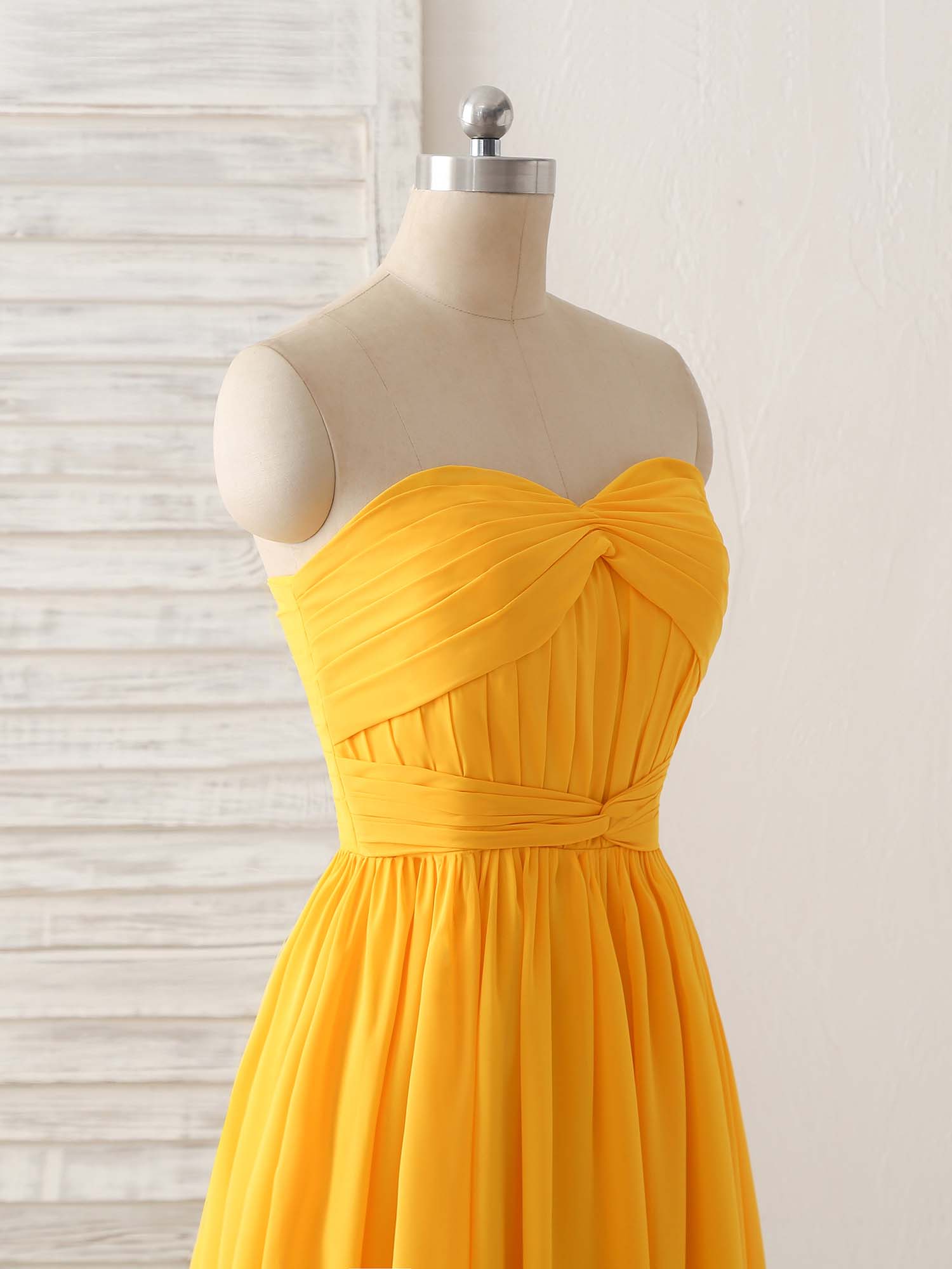 Elegant Chiffon Yellow Long Prom Dress, Simple Bridesmaid Gown for Special Occasions