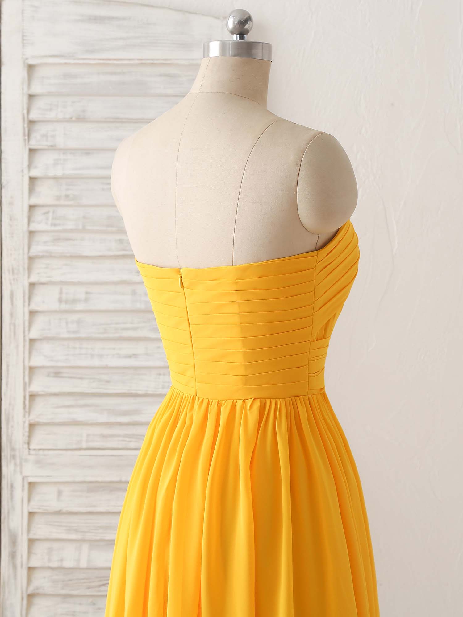Elegant Chiffon Yellow Long Prom Dress, Simple Bridesmaid Gown for Special Occasions