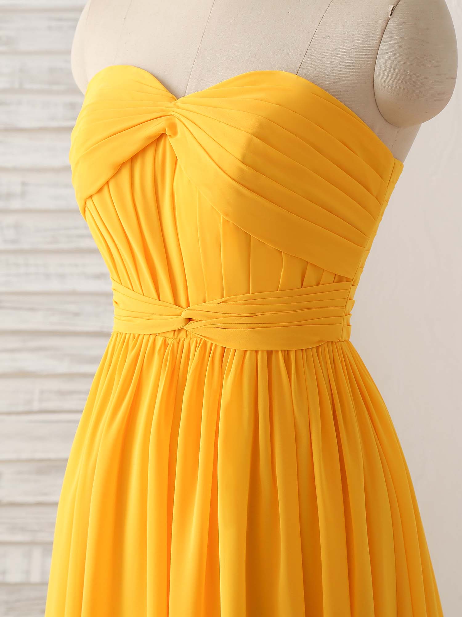 Elegant Chiffon Yellow Long Prom Dress, Simple Bridesmaid Gown for Special Occasions