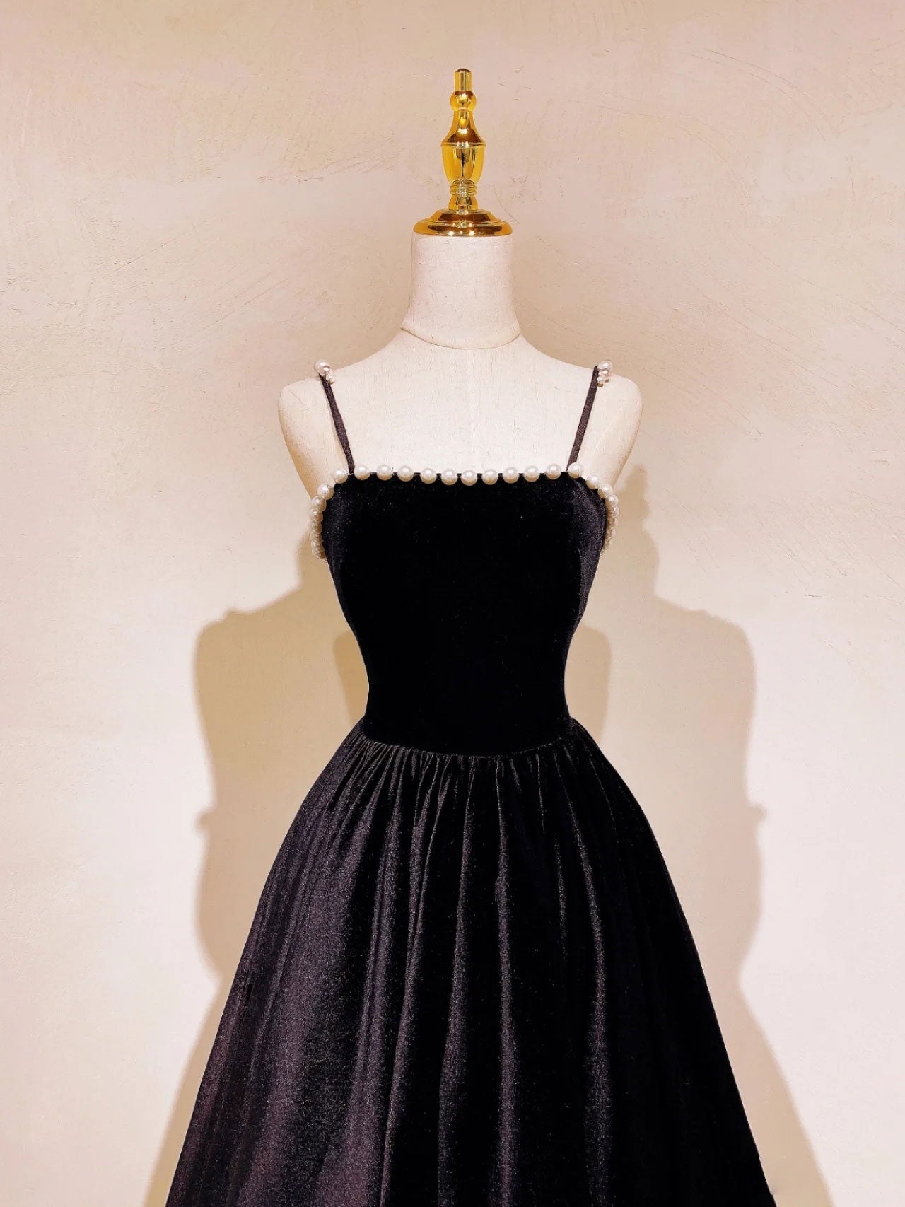Aline Black Velvet Long Prom Dress