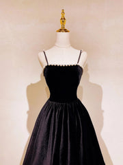 Aline Black Velvet Long Prom Dress for Women Formal Events