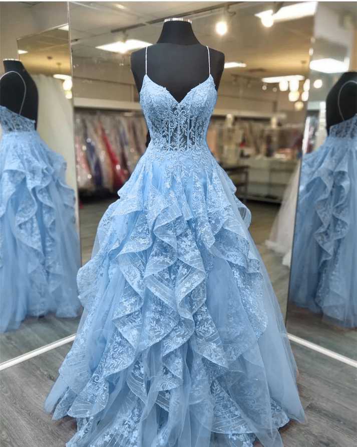 Stunning Spaghetti Straps Lilac Evening Gowns For Formal Prom Nights