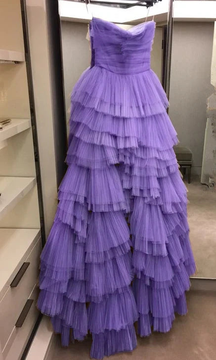 dress with multiple layers Gorgeous Frill Layered Gown Long Prom Dress With Ruffles Slit Evening SELINADRESS