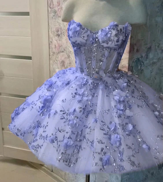 Vintage Short Pink Homecoming Dress with Flowers and Tulle Fabric