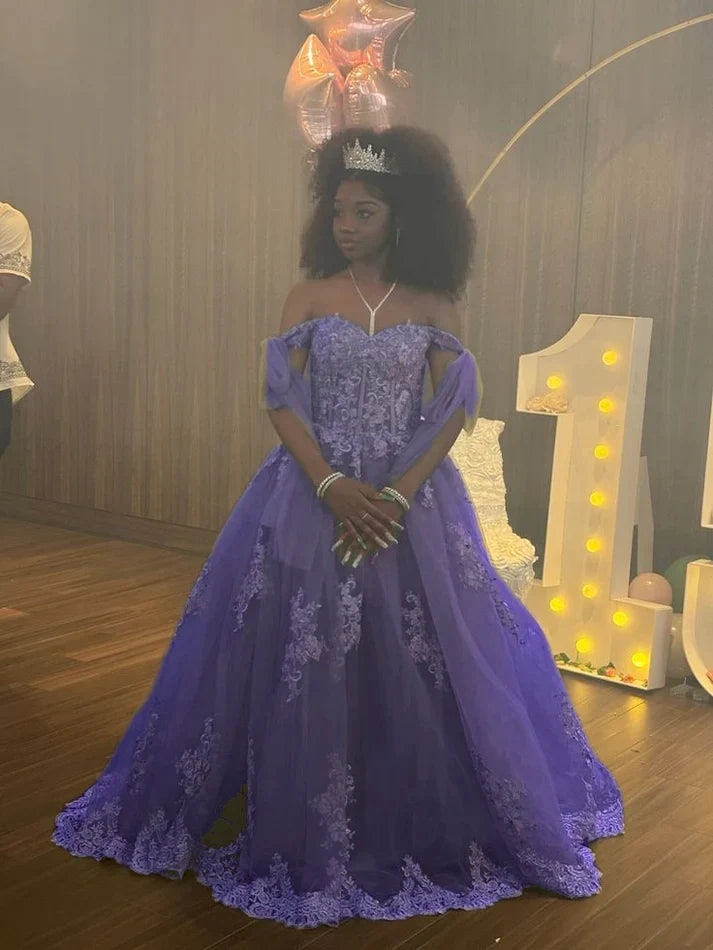 party sweet 16 dresses Princess Royal Blue Off The Shoulder Ball Gown Quinceanera Dress For Girls Beaded Appliques Sweet 16 Birthday Party Gowns fg4794
