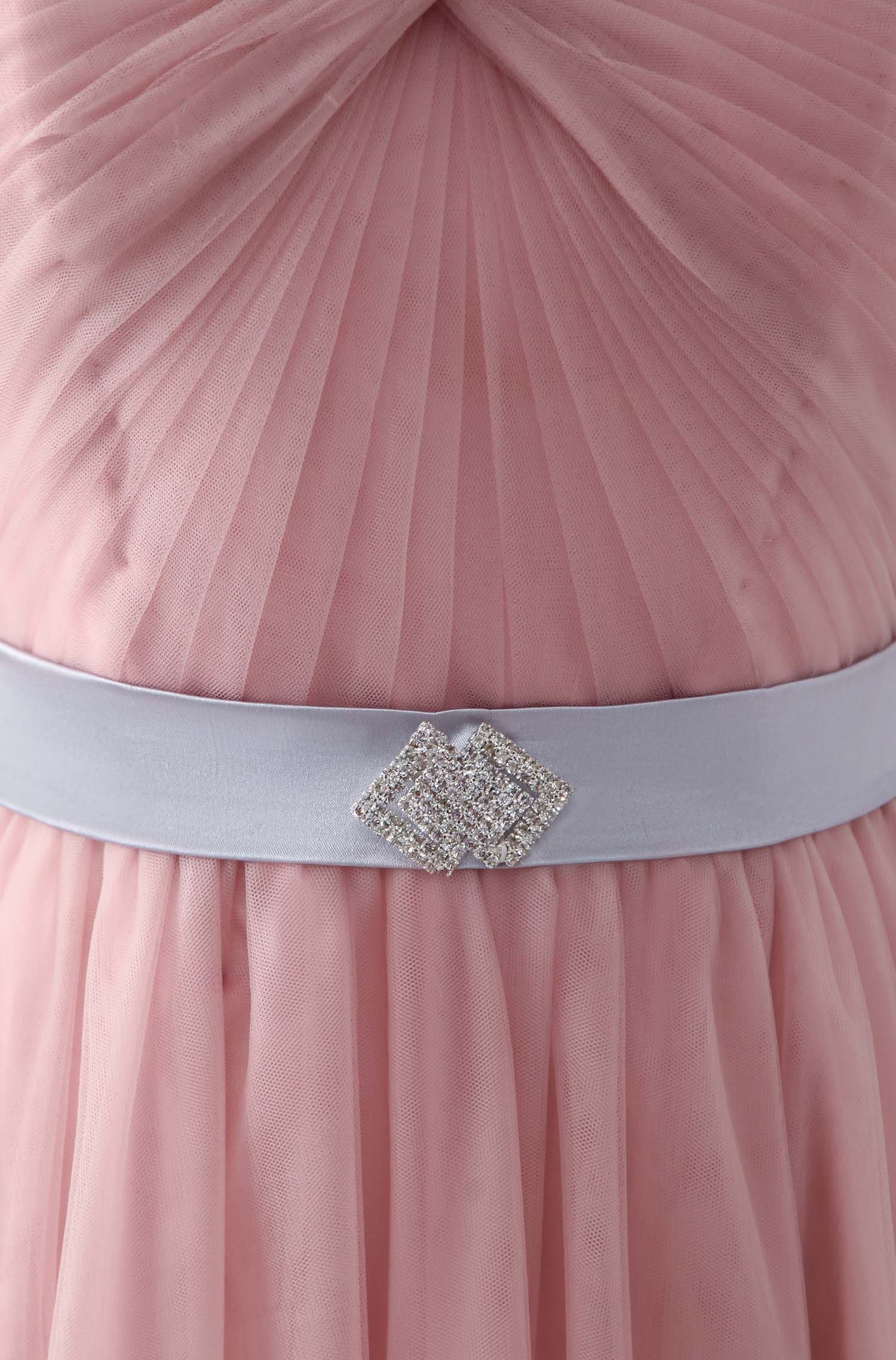 Elegant Pink Sweetheart Neck Tulle Long Prom & Bridesmaid Dress Formal Gown