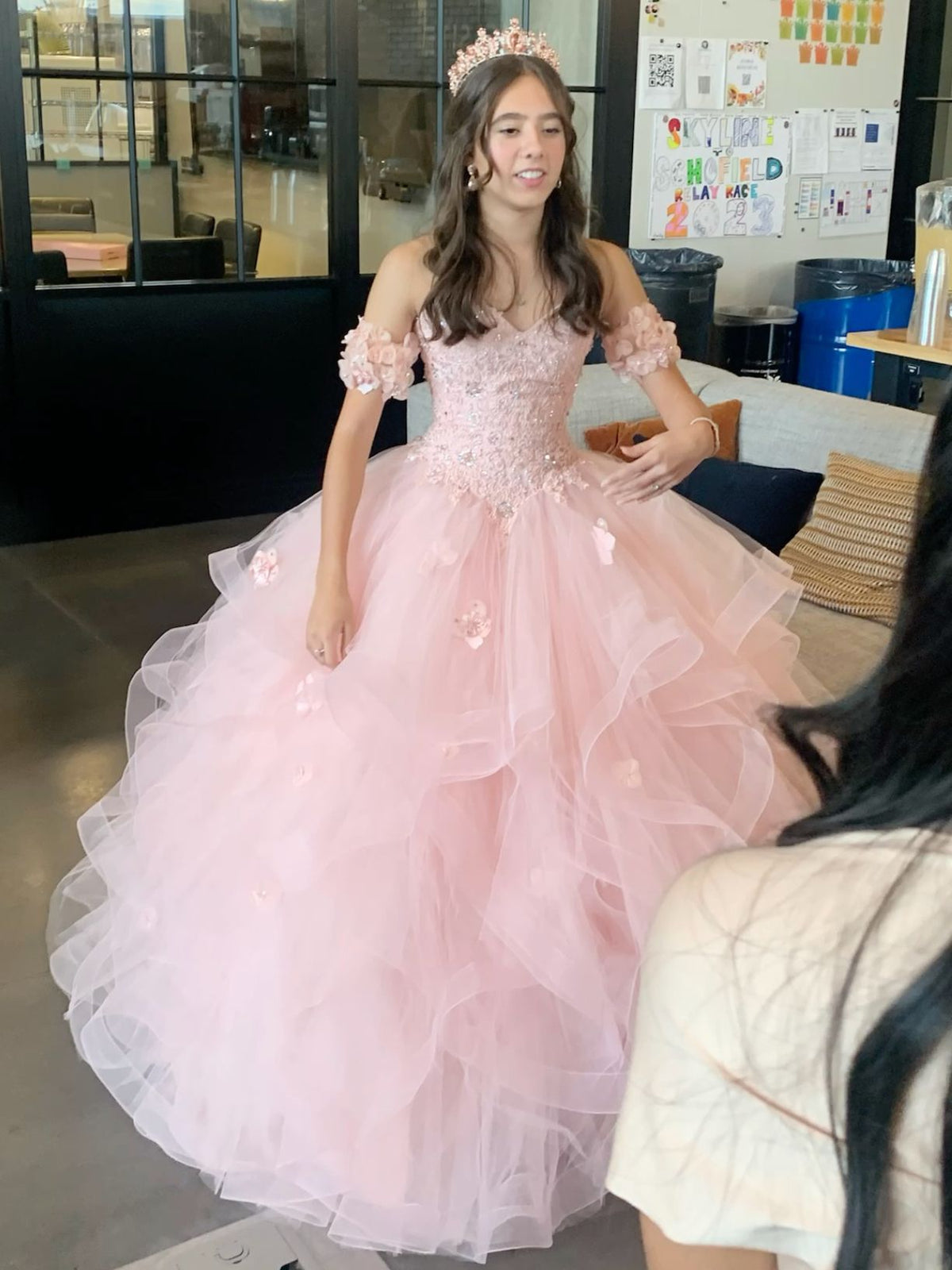 Pink Sweetheart Tulle Ball Gown Quinceanera Appliqué Sweet 16
