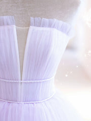 Elegant Purple A-Line Tulle Floor-Length Evening Prom Dress