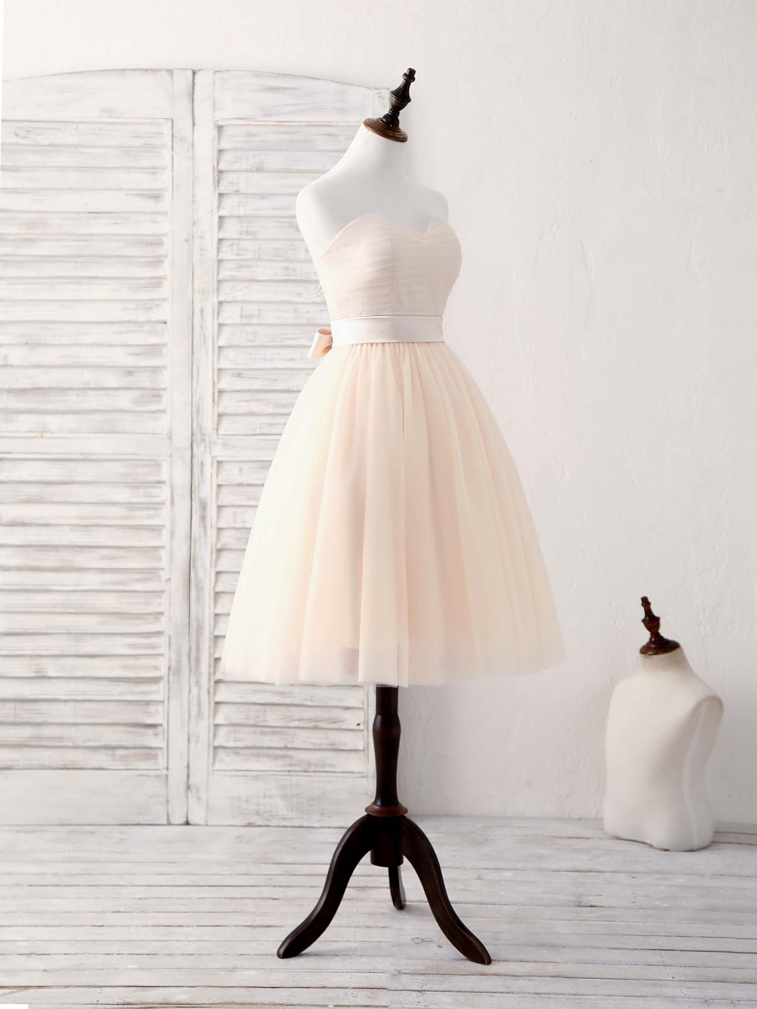 corset wedding dress short Short Wedding Party Dress with Corset Bodice and Bubble Hem Strapless Wedding Dress