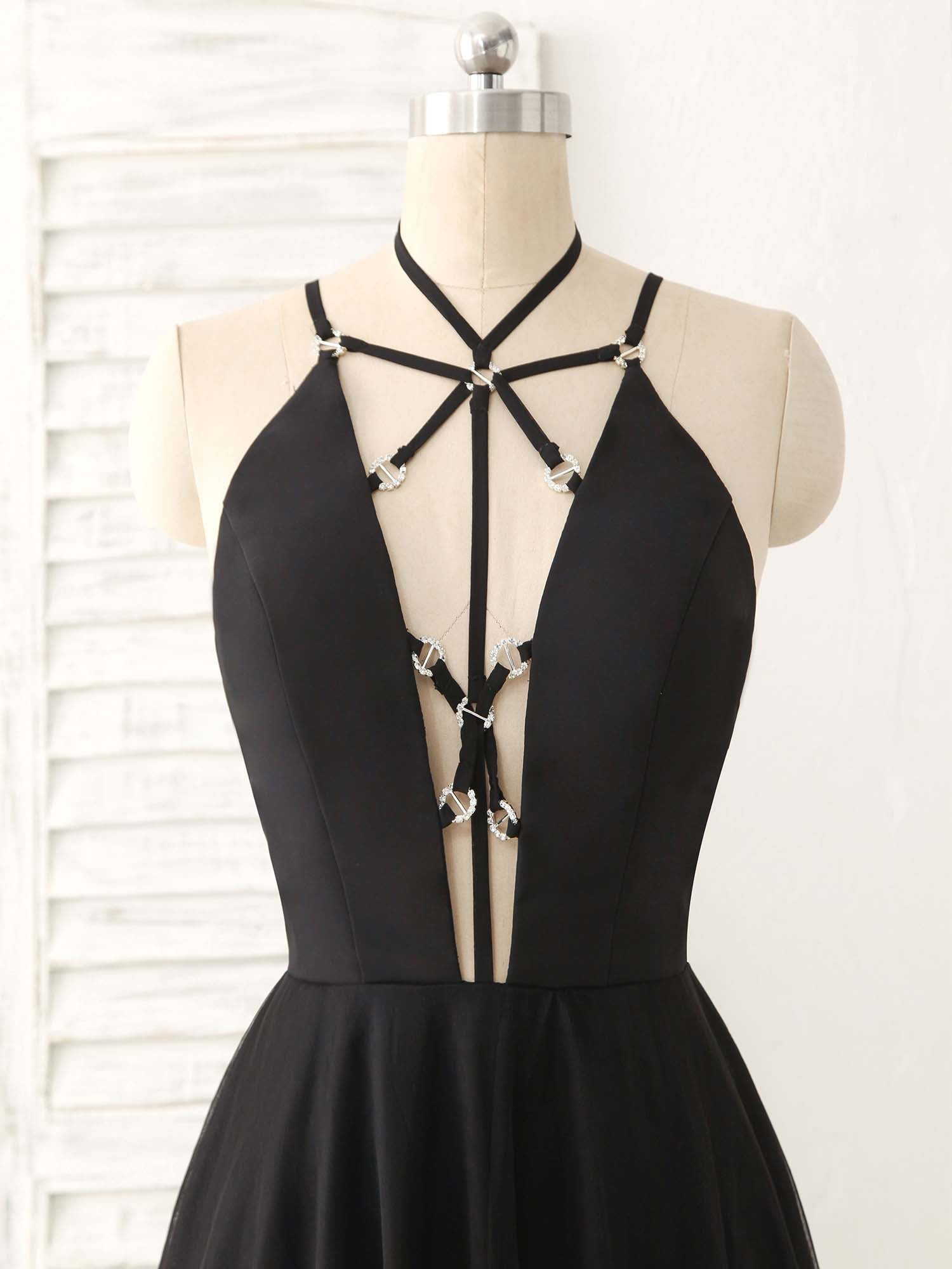 Elegant Black Tulle Backless Long Prom Dress for Women, Perfect Evening Gown