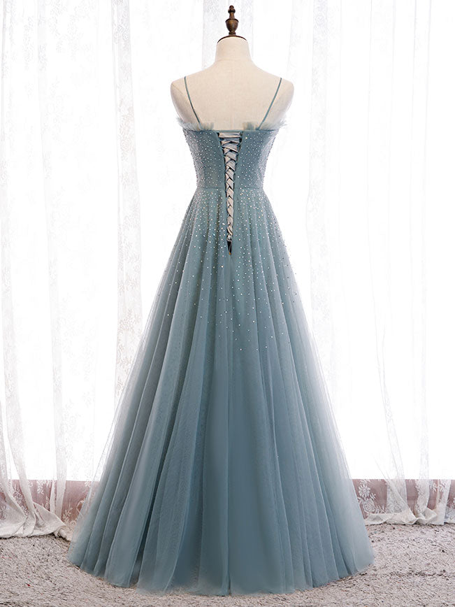 Elegant Green Sweetheart Neck Tulle Sequin Prom Dress