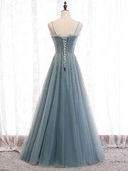 Elegant Green Sweetheart Neck Tulle Sequin Prom Dress